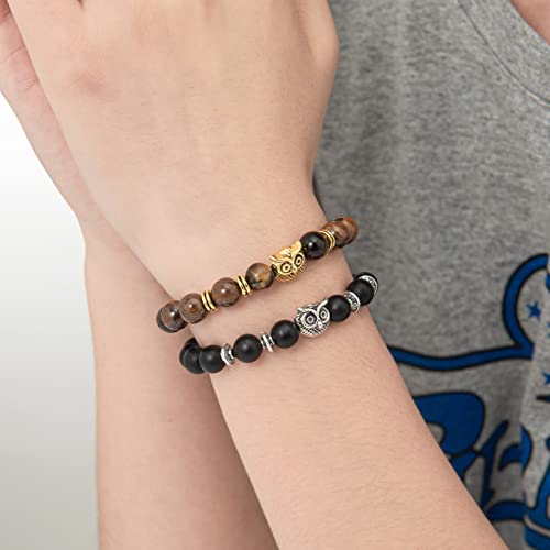 Softones Owl Gifts Owl Bracelets Healing Crystals Bracelet for Women Men Spiritual Energy Beaded Bracelet Set Gifts2