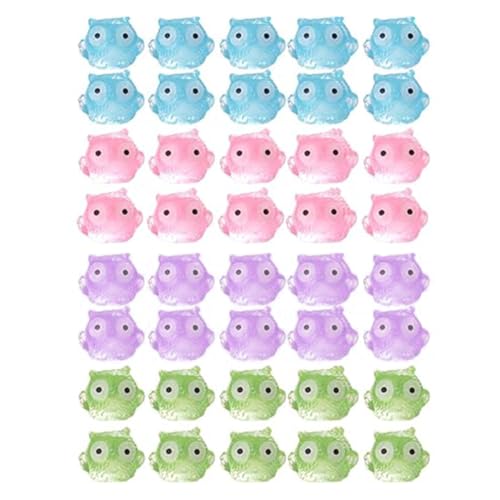 ZORTVUL 40 Piezas Mini Búho De Resina, Mini Búho Luminosos, Mini Búho De Goma, Minifiguras De Búho En Miniatura Para Acuario, Jardín En Miniatura, Casa De Muñecas, Decoración De Maceta