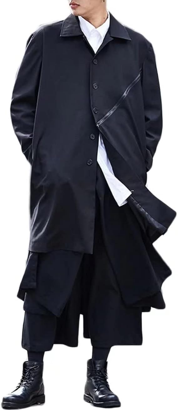 Amazon Ufnisak トレンチコート メンズ コート スプリングコート ブラック 黒 春コート 防風 防寒 ロングコート 春服 秋服 冬用 アウター ジャケット ファッション おしゃれ カーディガン 春 秋 冬 羽織 カーディガン 通販