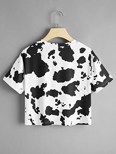 Milumia Women's Cow Print Tee Shirt Vintage Western Twist Front Short Sleeve Crop Tank Top2
