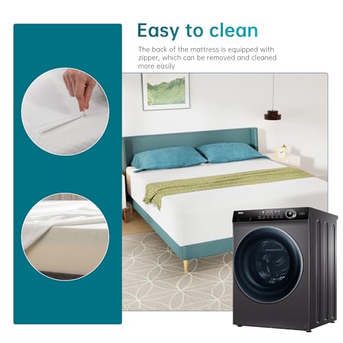 Image of FDW | 14 Inch King Mattress | Medium Firm | Gel Memory Foam Mattress | White | Bed in a Box, CertiPUR-US Certified | Pressure Relief, Cooling Ventilated Foam | Washable Removable Cover