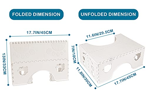 Foldable Toilet Stool, 7 Inches Healthy Squatting Posture Poop Stool With Anti-Slip Feet By Cheago, Portable Travel Foot Stool For Toilet, Unique Folding Design Compact&Wide Footrest (Snow White) #TOP5