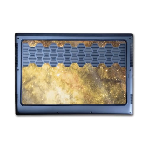 Image of Glossy Glitter Laptop Skin Compatible with Alienware M16 R2 (2024) - Golden Stars - Premium 3M Vinyl Protective Wrap Decal Cover - Easy to Apply | Crafted in The USA by MightySkins