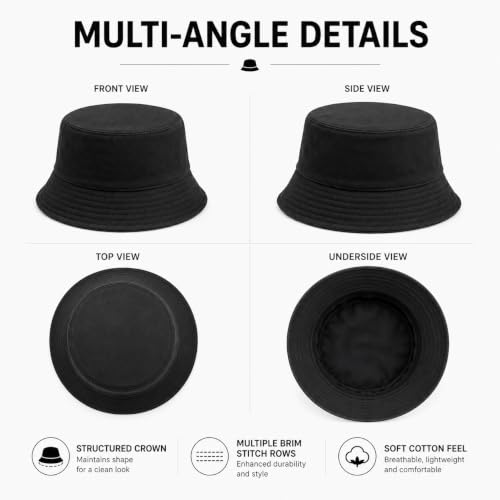 Image of Cotton Bucket hat, White, Unisex, Suitable for the Beach, Outdoor Camping and Everyday wear.