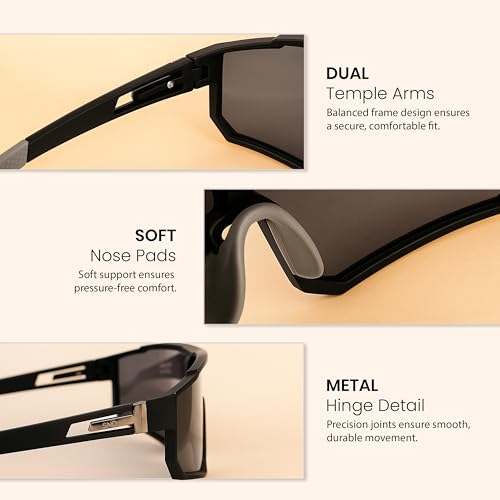Image of SNDIA Polarized Premium Sports Sunglasses | Lightweight Frame for Men & Women | UV400 Protection for Cycling, Cricket Sports Activity
