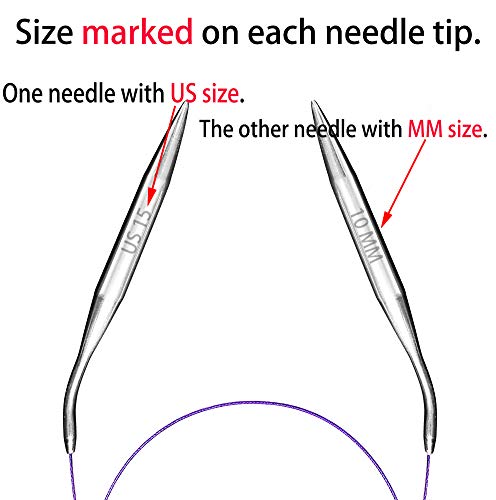 Image of Circular Knitting Needles Set 6 Pairs 40 Inch (100 cm) Stainless Steel Round Needles for Magic Loop Sizes 15 11 9 7 4 1.5 Long Cable for Blankets Sweaters Scarves for Beginners & Knitters