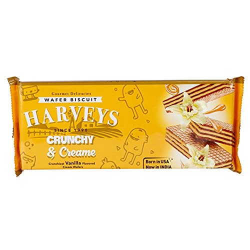 Image of Harveys Crunchy & Creame | Premium Wafer Biscuits Chocolate, Vanilla & Strawberry Flavours | Pack of 4 | 150 gm x 4
