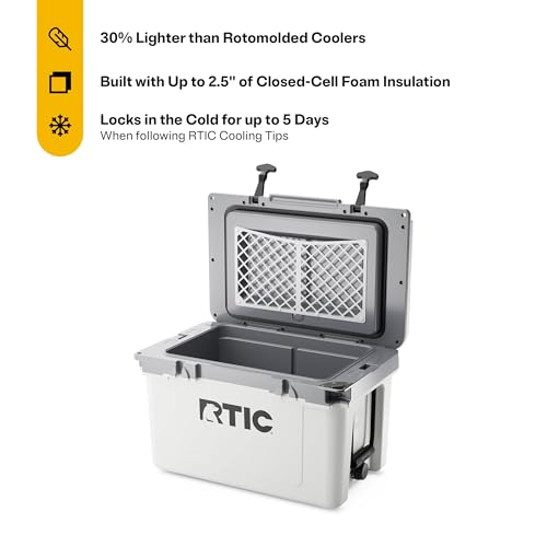 Image of RTIC 32 QT Ultra-Light Hard Cooler | Portable Hard Ice Chest Box for Beach, Drinks, Camping, Picnic, Fishing, Boat, Barbecue, 30% Lighter Than Rotomolded