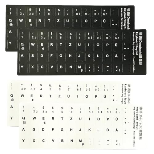 VAEIORP 4 pcs Adhesivos para teclados alemanes Adhesivos universales de Letras para teclados de Ordenadores portátiles y de sobremesa