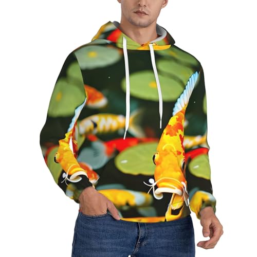 Sweat à capuche poisson koï pour homme - Hoodie chaud japonais noir