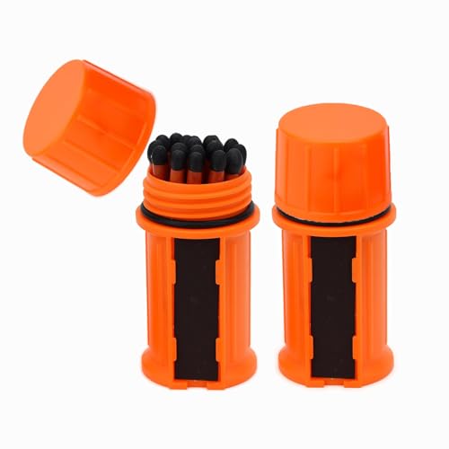 Waterproof Matches, Windproof Matches with Water Proof Case, One Box 20Pcs Waterproof Longer Matches for Hiking Camping (2Packs)