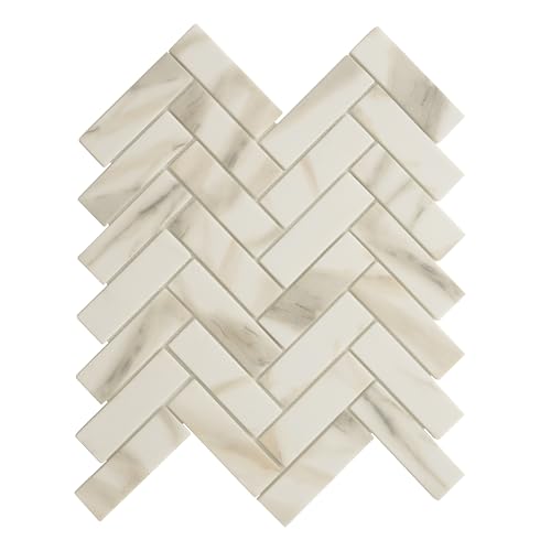 Apollo Tile 11 x 12.6 in. Herringbone Mosaic White and