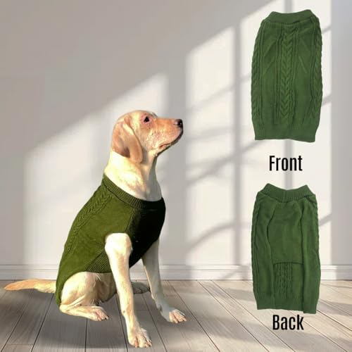 Image of Lulala Turtleneck Dog Sweater, Dog Winter Clothes for Small Dogs Boy Girl, Warm Dog Sweater for Small Dog (Green-12 Inch)