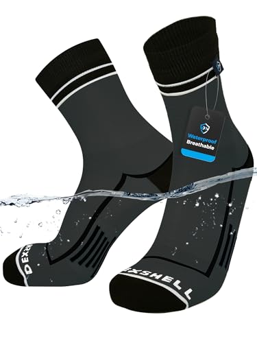 DexShell Waterproof Running Socks 3.0 for Men & Women – Lightweight Compression Fit with Breathable Membrane, REPREVE Inner for Cold, Wet Runs, ARC Grey, Unisex Large