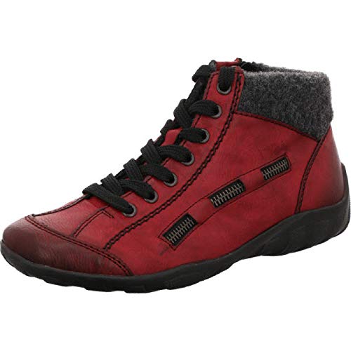 Rieker Damen L6543 Hohe Sneaker, 38 EU, Rot Wine Anthrazit – Ansicht 2