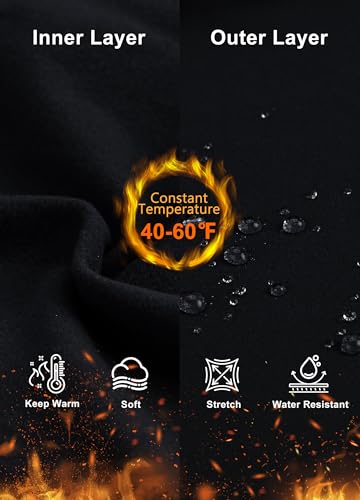 Libin Damen Thermo Flared Leggings 29' Wasserabweisend Winter gefütterte Thermohose Wanderhose Sporthose Schlaghose Yogahose Cargohose Bootcut Hose mit Taschen, Schwarz M