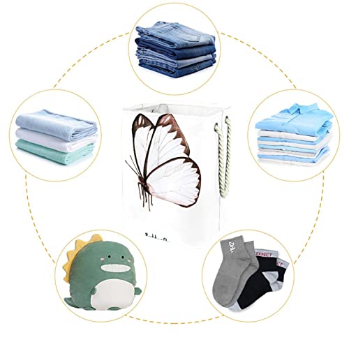 Panier à linge avec poignée marron au design délicat de papillon-01 - 5