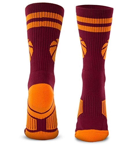 Image of ChalkTalkSPORTS Basketball Socks - Cushioned Mid-Calf Crew - Youth & Adult | Moisture-Wicking Performance Blend, Athletic Basketball Gear, Stay-Up Technology, Arch Support, Breathable, Boys and Men