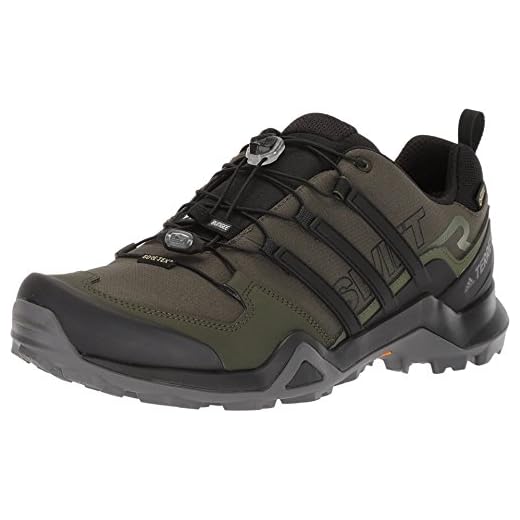 adidas Men's Terrex Swift R2 Gore-tex Hiking Walking Shoe, Night Cargo/Core Black/Base Green, 10.5