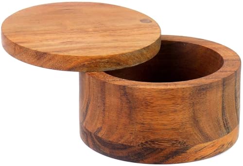 Kaizen Casa Salzbehälter aus Holz für Küche oder Esszimmer mit Einzelfach für Salz, Gewürze, Kräuter, Würzmittel und Akazienholz, handgefertigt.