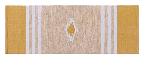 Image of Hand Woven 100% Natural Cotton Designer Rug|Kitchen Runner|Bedside Runner|Kitchen Mat|Carpet|Multiple uses for Balcony,Living Room,Bedroom,Size-22x60 Inches, (Yellow)