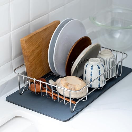 Image of RECLUSE Dish Drying Mat for Kitchen Counter, Super Absorbent Coffee Mat Hide Stain Dish Mat Drying Kitchen Mat | Non Slip Rubber Backed Dish Drying Mat for Coffee Machine Dish Rack Draining Mat