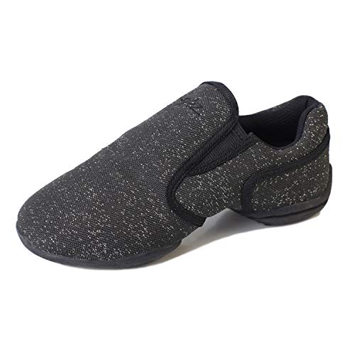 Skazz by Sansha Unisex-Child Studio Exercise Sneakers Slip on Dance Shimmery Canvas Split-Sole Mulan (US 2 / Skazz J M)