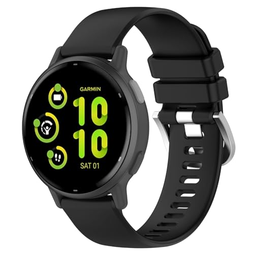 Garmcool 20mm Silicone Bracelets Compatible avec Garmin Vivoactive 6/5/3/3 Music, VivoMove Trend/VivoMove Sport/VivoMove Style Bracelet Noir Hommes Femmes...