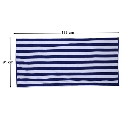 Image of HOME + STUDIO 100% Cotton Towel Used for Hotel Pool /Swimming /Beach /Bath Sheet /Extra Large Size Bath Towel - Pack of 4 - Size 90 CM x 180 CM (36 inch in x 72 inch in) - Blue & White Stripes