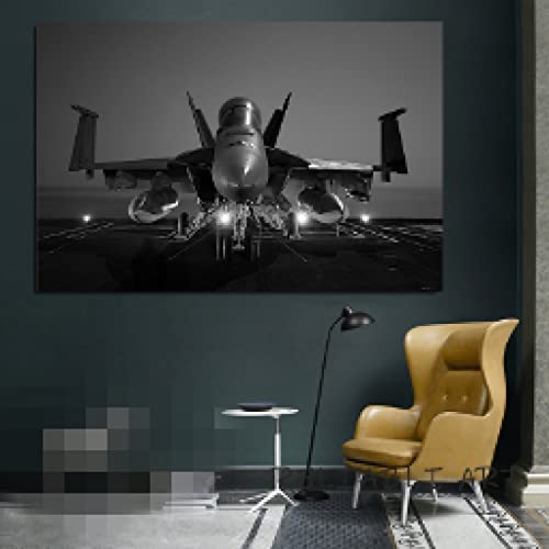 Toile avion noir et blanc 60x90cm habillage grand mur vide sans cadre
