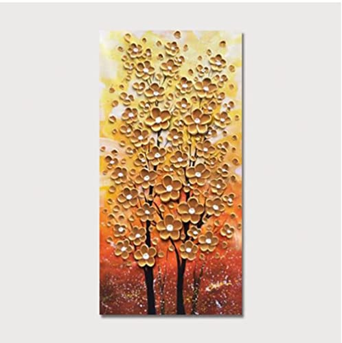 Peinture à l'huile moderne sur toile dorée de 110 x 220 cm pour grand salon