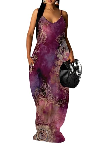 Image of SUZONANA Women Plus Size Summer Maxi Dress Spaghetti Strap Loose Sundress