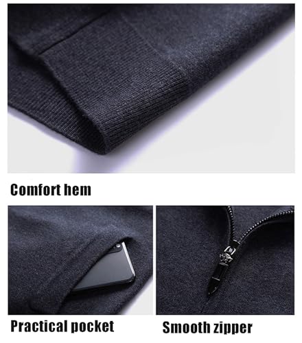 Men's Wool Blend Sweater Vest Fashion Casual Stand Collar Zipper Cardigan Knit Vest with Pocket3