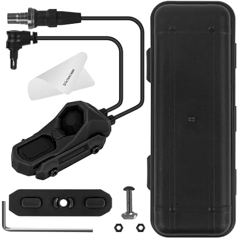 ACTIONUNION Tactical Pressure Switch Two Button Compact AXON Remote Pressure Switch Fits 20mm Picatinny Rail Mlok Rail and KeyMod Rail (Crane Laser Plug + SF Plug - Black) Cover