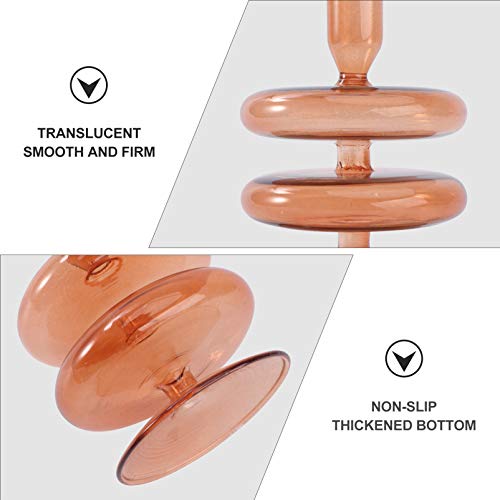 Kesyoo Glass Taper Candle Holder Candlestick Holders Pillar Candle Stand Home Decor For Wedding Valentines Day Birthday Party Centerpiece Brown #TOP3
