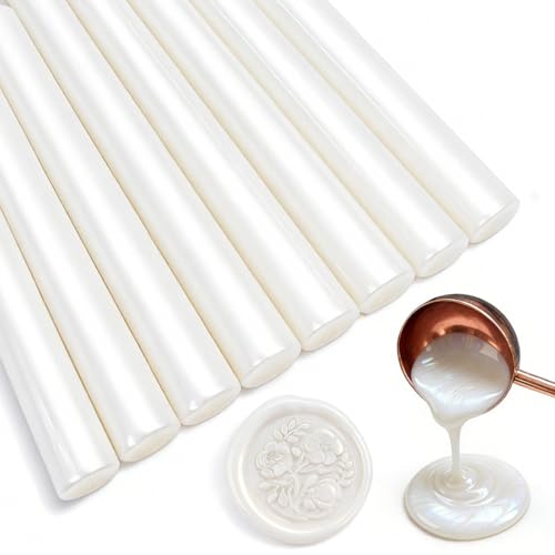 Tomgenrine Heißklebepistolen-Siegelwachsstifte - geeignet für Siegelstempel, Briefe, Grußkarten, Weinverpackungen, Handarbeiten sowie Hochzeits- und Party-Einladungen,20er Pack（Perlweiß）