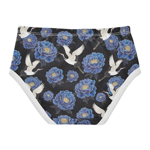 Joisal Cranes Peony Blue Black Little Girl Panties Toddler Girls Underwear Cotton Cartoon Briefs Girls Undies 2t2