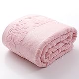 Generic Solid Color Ultra Soft Comfy Cotton Carved Towel Blanket Keep Warm Durable Terry Blanket for All Seasons (180x200cm(71x79inch),Pink)
