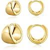 Hoop Earrings Small Chunky Huggie Earrings Dainty Wide Earrings Set For Women Girls,2 Sizes