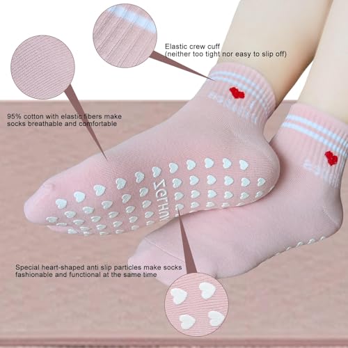 Image of Pilates Socks for Mother's Day,Women Pilates Heart Grip Socks Cuffs,Anti-Skid Cotton Grip for Ballet,Home,Studio 1Pair