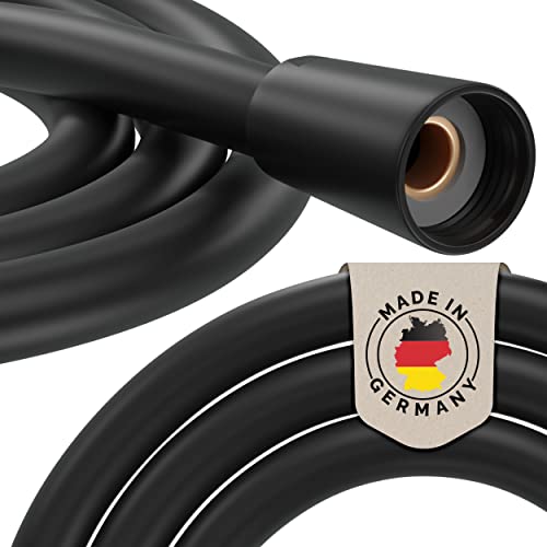 PRISMA Shower Hose 160 cm Black with Double Anti-Twist Shower Tube Replacement Made in Germany Extremely Flexible Anti-Twist with Kink Protection Shower Hose with Swivel in Black