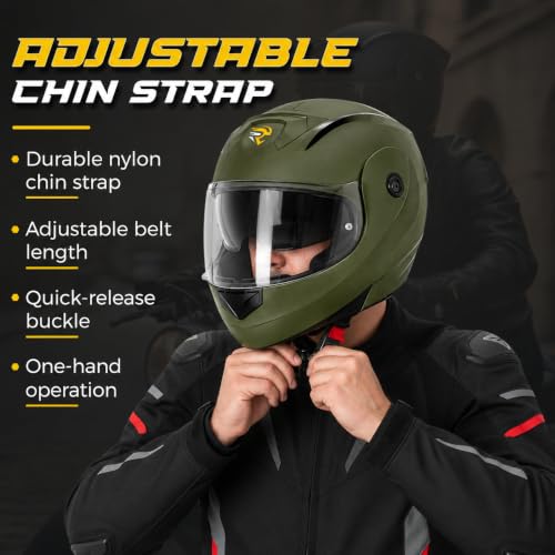 Image of Rydr AC Dx Flip-Up Full Face Motorbike Helmet | | Durable Two-Wheeler Helmet for Men and Women | Comfortable Fit with Air Ventilation for Safe Bike & Scooter Riding