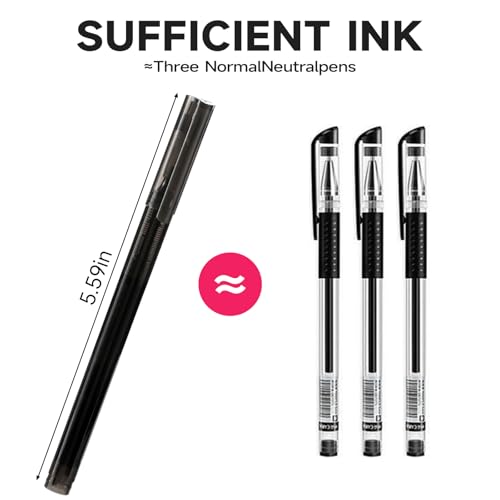 RIANCY Black Fine Point Gel Pens 12Pcs 0.5mm Gel Ballpoint Pens Black Liquid Ink Pens No Smear No Bleed, Smooth Writing Pen for Journaling Note Taking Drawing Sketching Coloring Office School Supplies