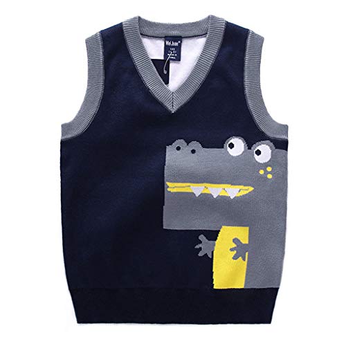 Kinder Pullover V-Ausschnitt Strickweste Jungen Ärmellos Gestrickte Pullunder Strickpullover Oberteile Weste Top Strickwaren Sweatshirt Kleidung Cover