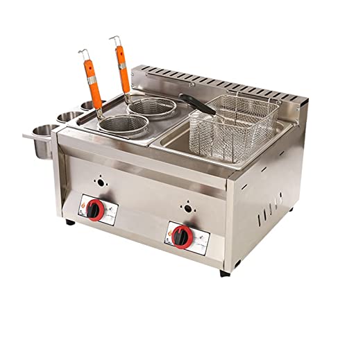 Friteuse commerciale avec panier 2 x /8L Friteuse à gaz, grande friteuse en acier inoxydable avec couvercle Friteuse de poisson gras, pour la cuisine domestique et le restaurant ( Color : E , Size : 5