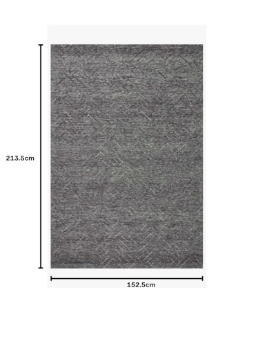 Image of Modern Pattern Wool Carpet with Loop Texture Yarn Anti Shedding Carpet Size 5x7 Feet B5 Dark Grey Color