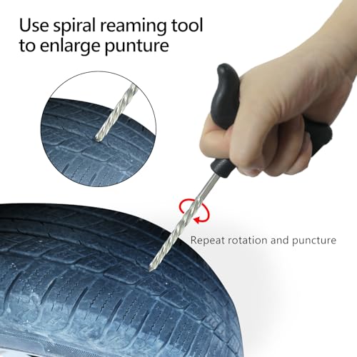 Emergency Tire Repair Kit, Comprehensive Tire Repair Kit with Rubber Plugs, Upgrade T-Handle, Fix Puncture&Plug Flats with Ease, Tire Plug Kit for Cars, Motorcycle, ATV, Tractor - Image 6