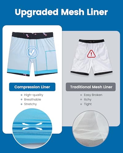 Image of maamgic Mens Swim Trunks with Compression Liner 7 Inch Inseam Mens Bathing Suit Quick Dry Swimming Trunks Swimsuit