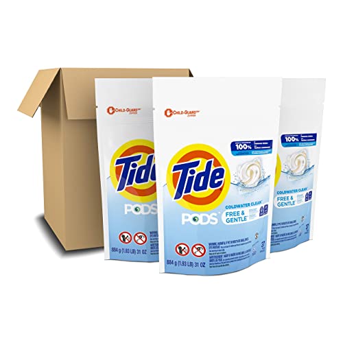 Image of Tide PODS Free & Gentle, Laundry Detergent Soap Pods, Unscented, 3 Bag Value Pack, 111 Count, HE Compatible