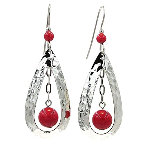 Silver Forest Silver Hammered Tear Drop With Bead #TOP25